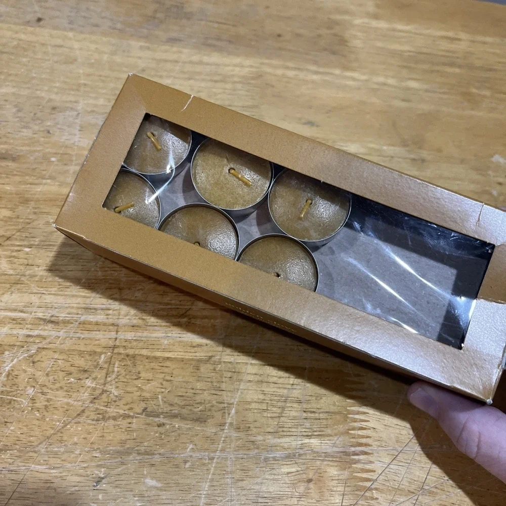Pier 1 Golden Clove Tea Lights Candles‎ Box Of 29 Discontinued Golden Brown